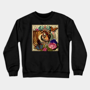 Vintage tiger, flowers and butterflies Crewneck Sweatshirt